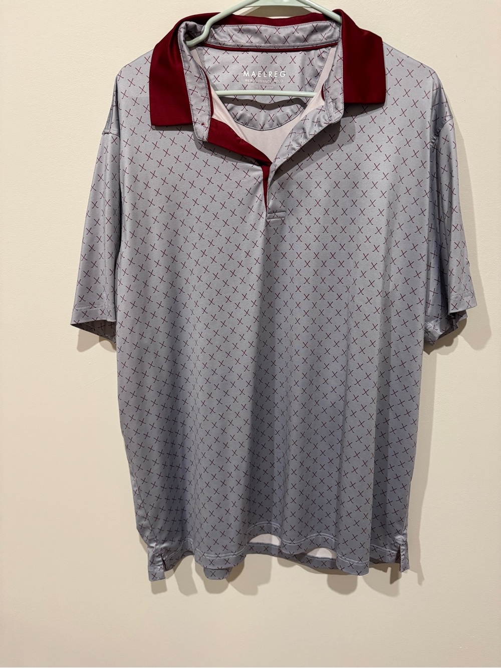 Marleen Men's Grey Polo with Maroon Contrast Collar